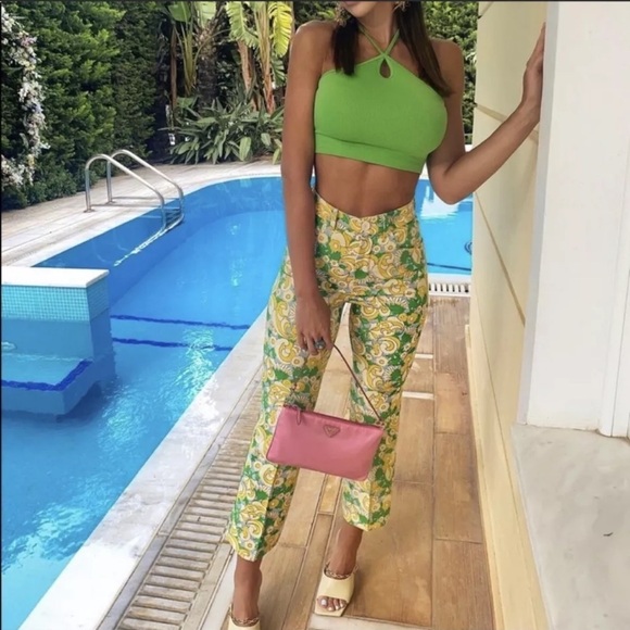 Zara Printed Pants Multicolored High Waist - Picture 1 of 5